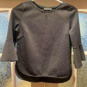 Zara Textured Black Women's Top with 3/4 Sleeve
